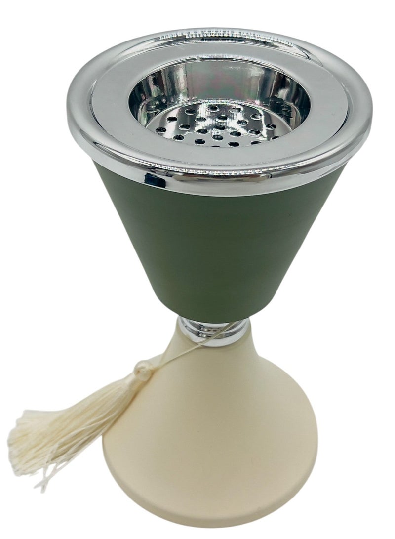 AKDC Metal Incense Burner 11cm*19.5cm, Ivory/Green - Image 3